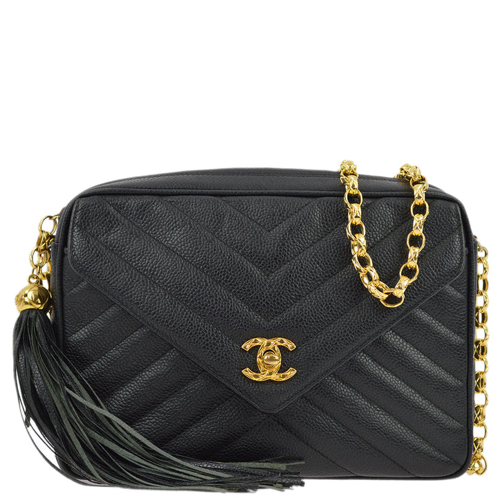 Top Quality Chanel Black Caviar Skin Pocket Camera Bag