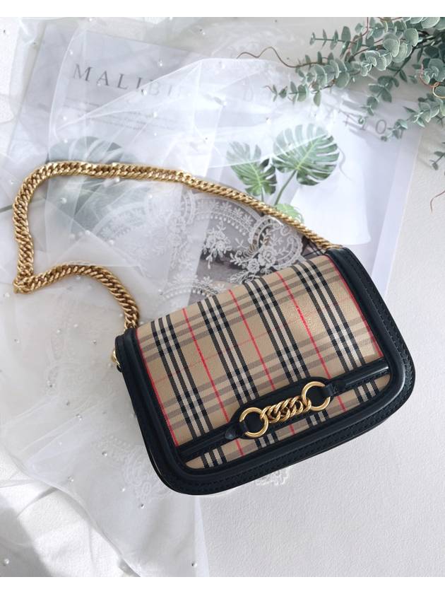Burberry Vintage Check Link Chain Shoulder Bag Beige