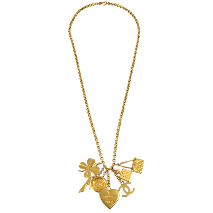 Top Quality Chanel Icon Gold Chain Pendant Necklace 95A