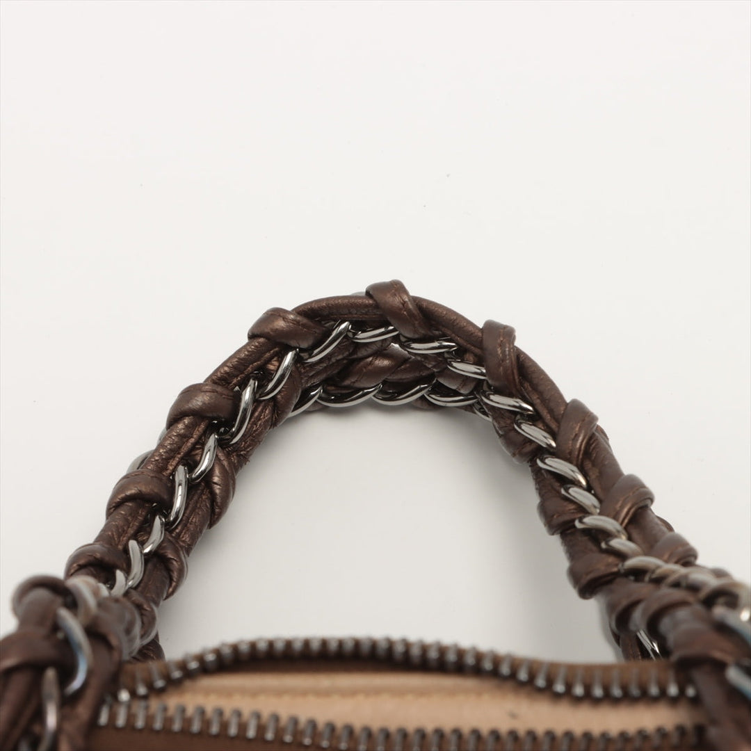 Top Quality Chanel Coco Leather Chain Shoulder Bag Brown Silver G