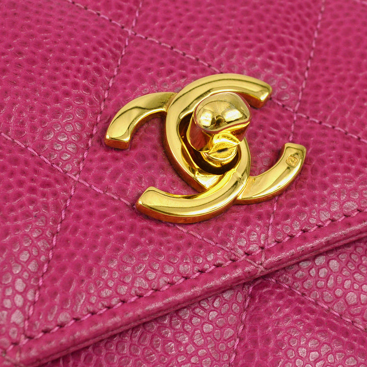 Top Quality Chanel * 1991-1994 Pink Caviar Mini Straight Flap Bag
