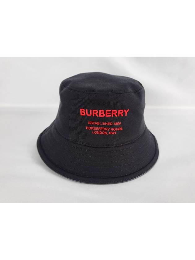 Burberry Horseferry Motif Cotton Bucket Hat Black