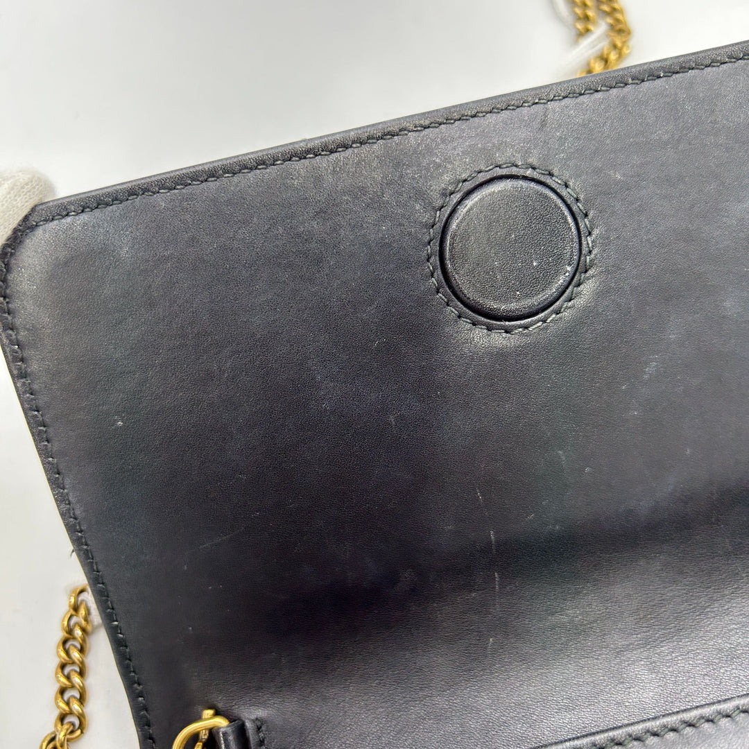GUCCI Black Mini GG Marmont Crossbody Bag LA30889