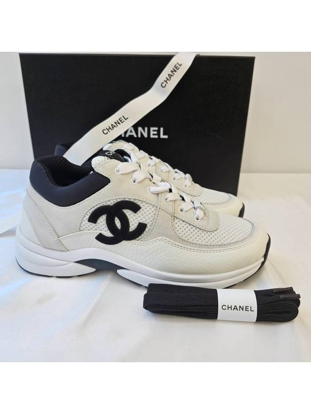 CC Logo Suede Tennis Low Top Sneakers Black Chanel
