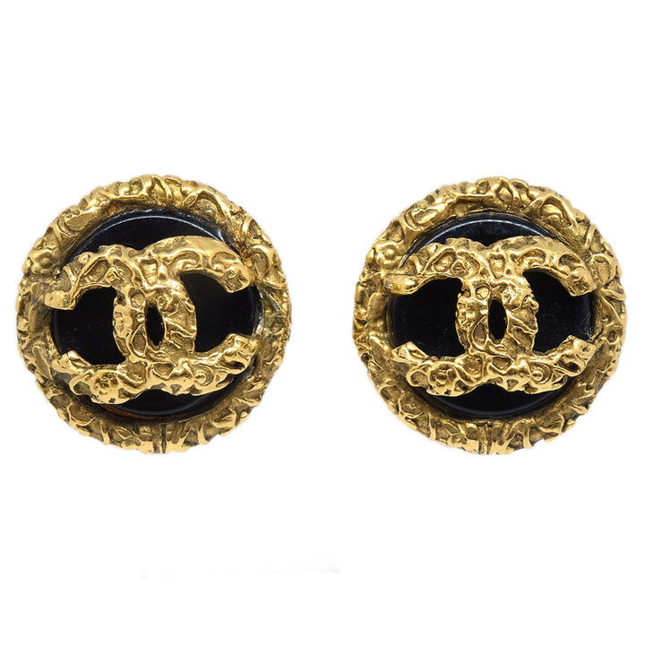 Top Quality Chanel Button Earrings Gold Clip-On 93P