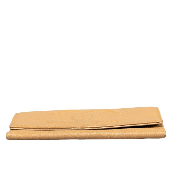 Top Quality Chanel Cocomark Double Folded Wallet Beige Caviar   CHANEL