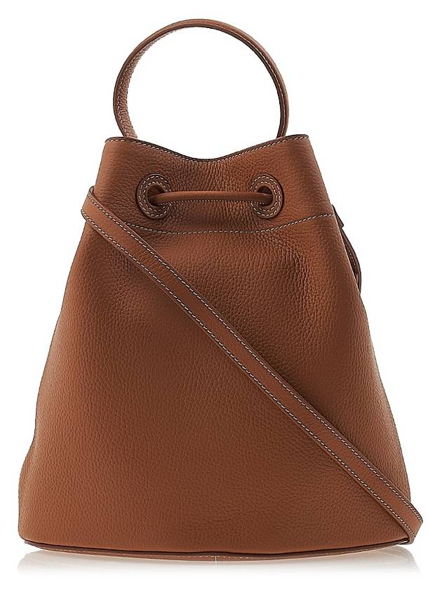 Burberry TB Logo Leather Small Bucket Bag Brown