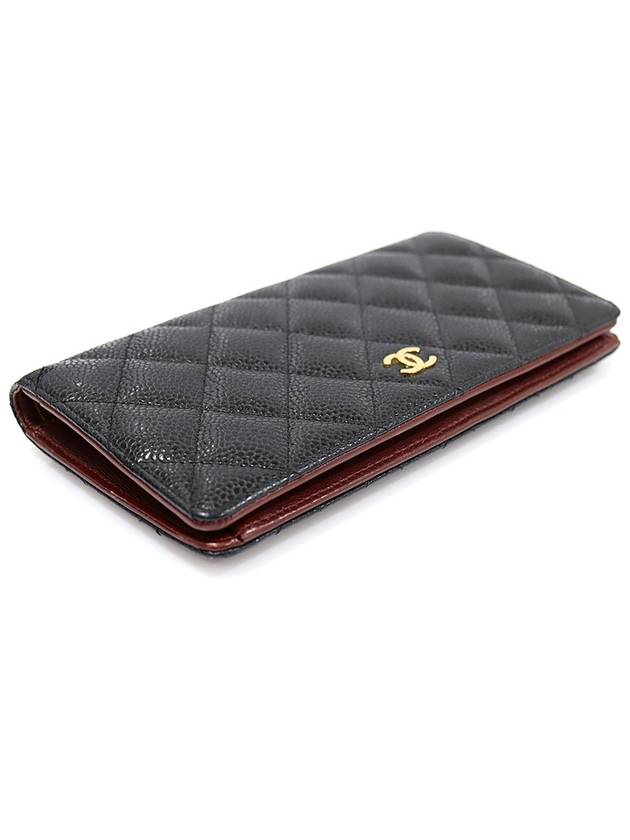 A31509 Black caviar gold classic long flap wallet 16th Chanel