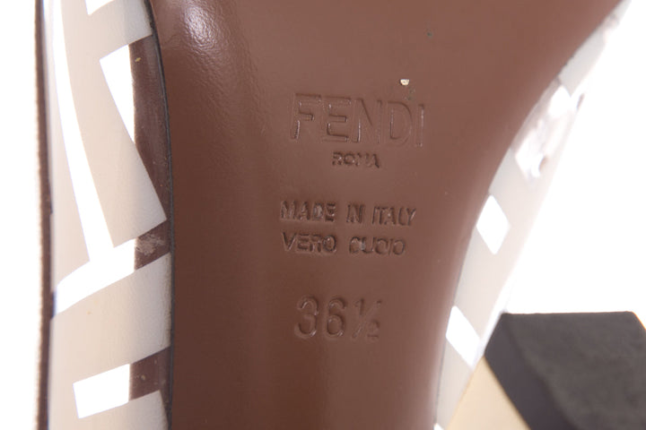 Fendi Brown & Gold PVC Heels SZ 36.5