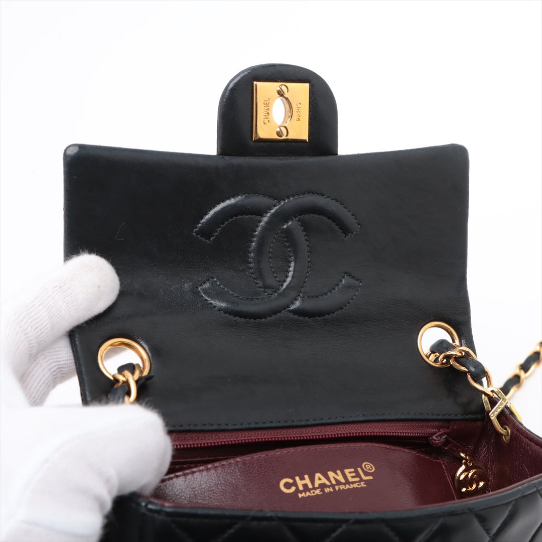 Top Quality Chanel Mini Matrasse  Single Flap Single Chain Bag Navy G  6th