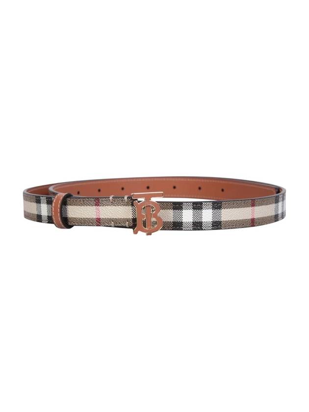 Burberry Logo Check Leather Belt Archive Beige Briar Brown