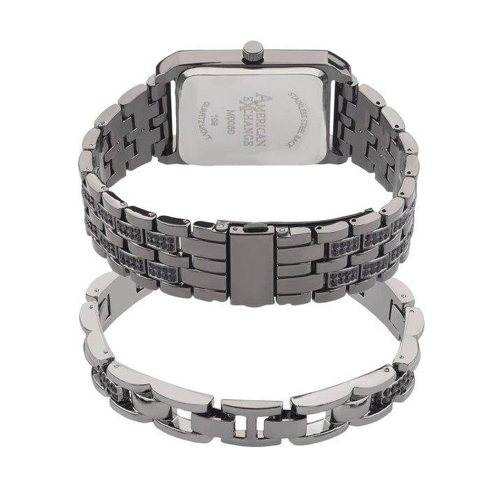 American Exchange Mens Black Watch & Bracelet Set
