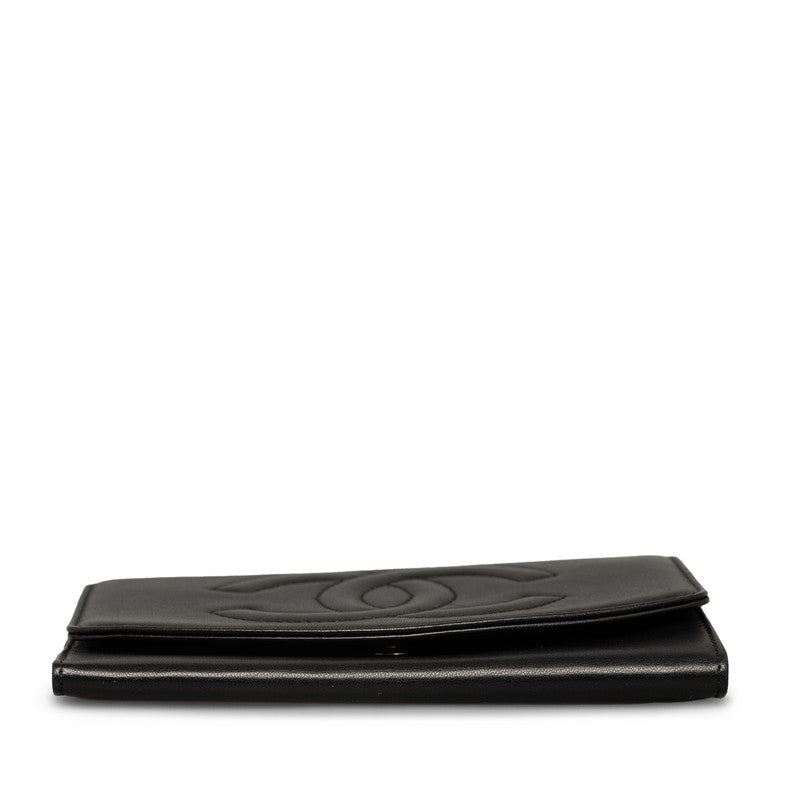 Top Quality Chanel Double Folded Wallet Lambskin Black Ladies