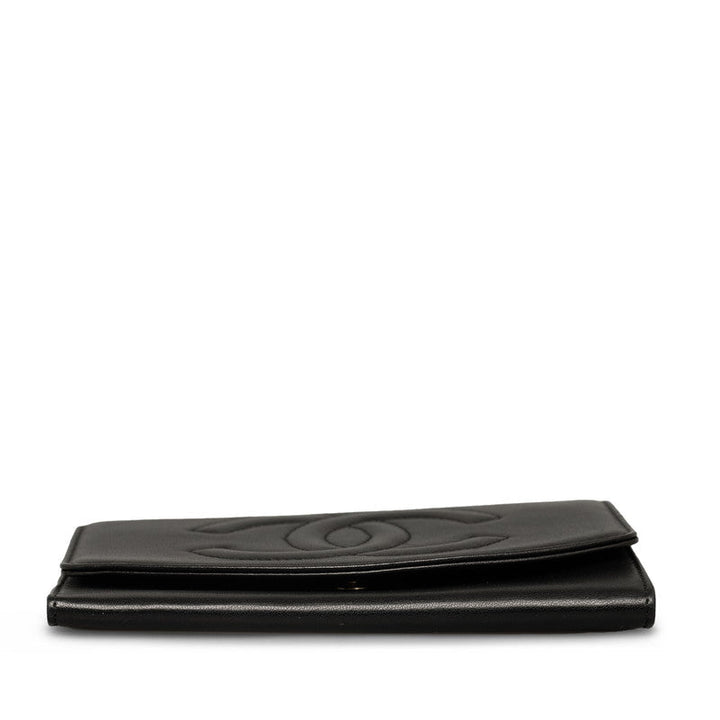 Top Quality Chanel Double Folded Wallet Lambskin Black Ladies