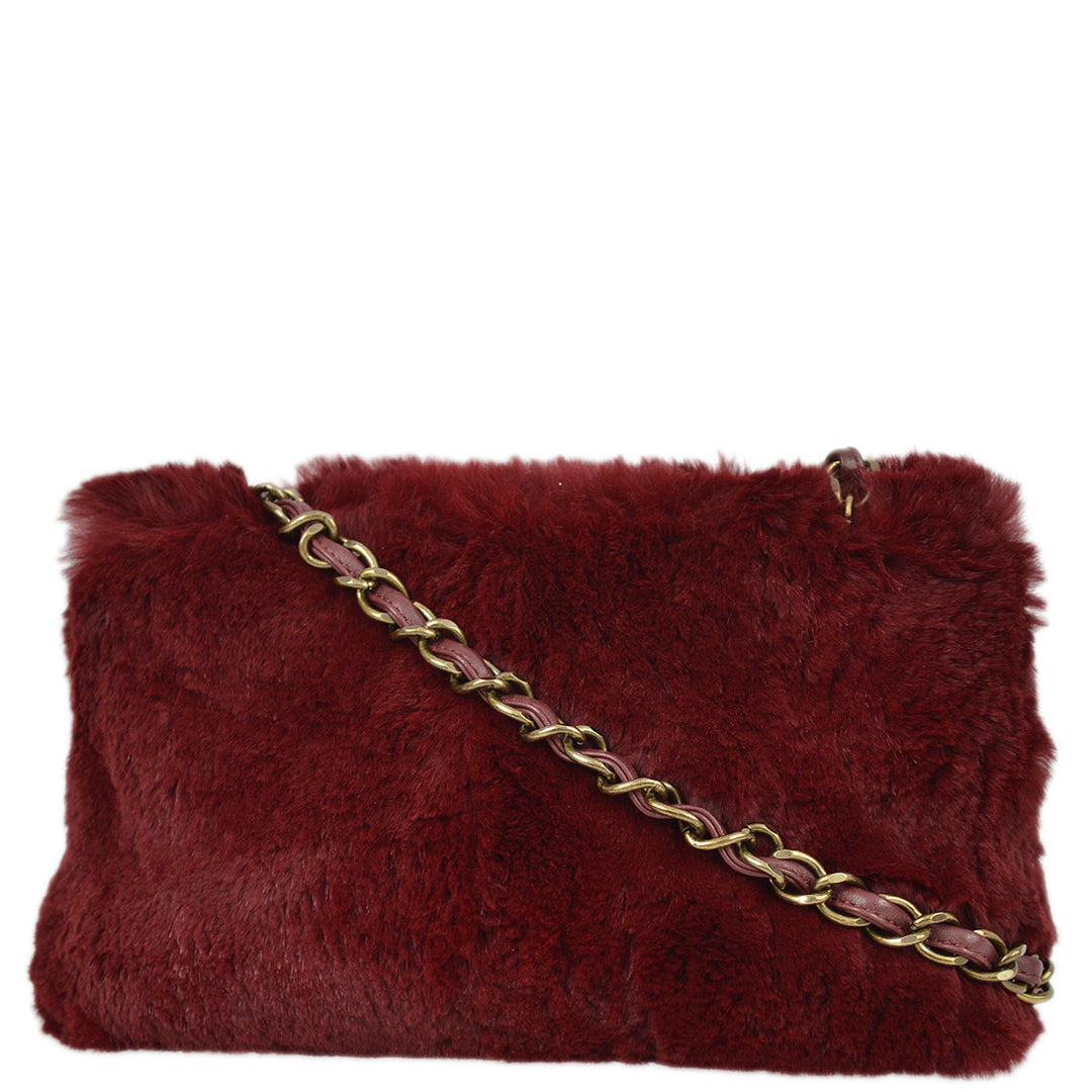 Top Quality Chanel 2000-2001 Chain Tote Bag Bordeaux Fur