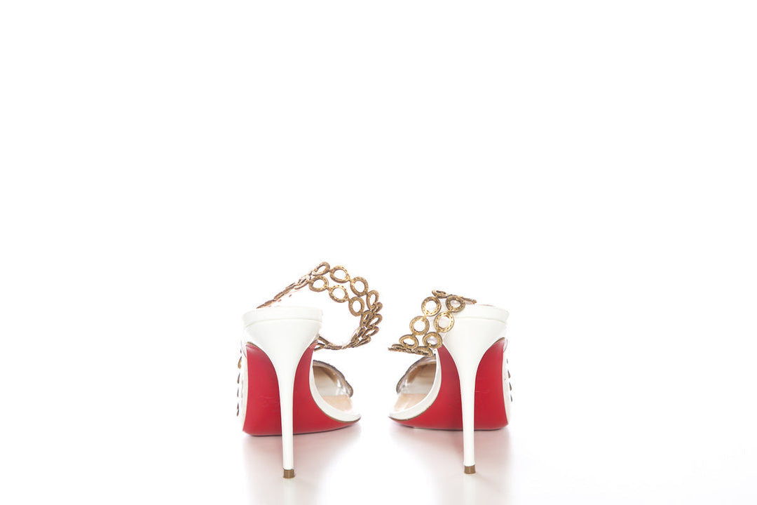 Christian Louboutin White and Gold Pumps SZ 36.5