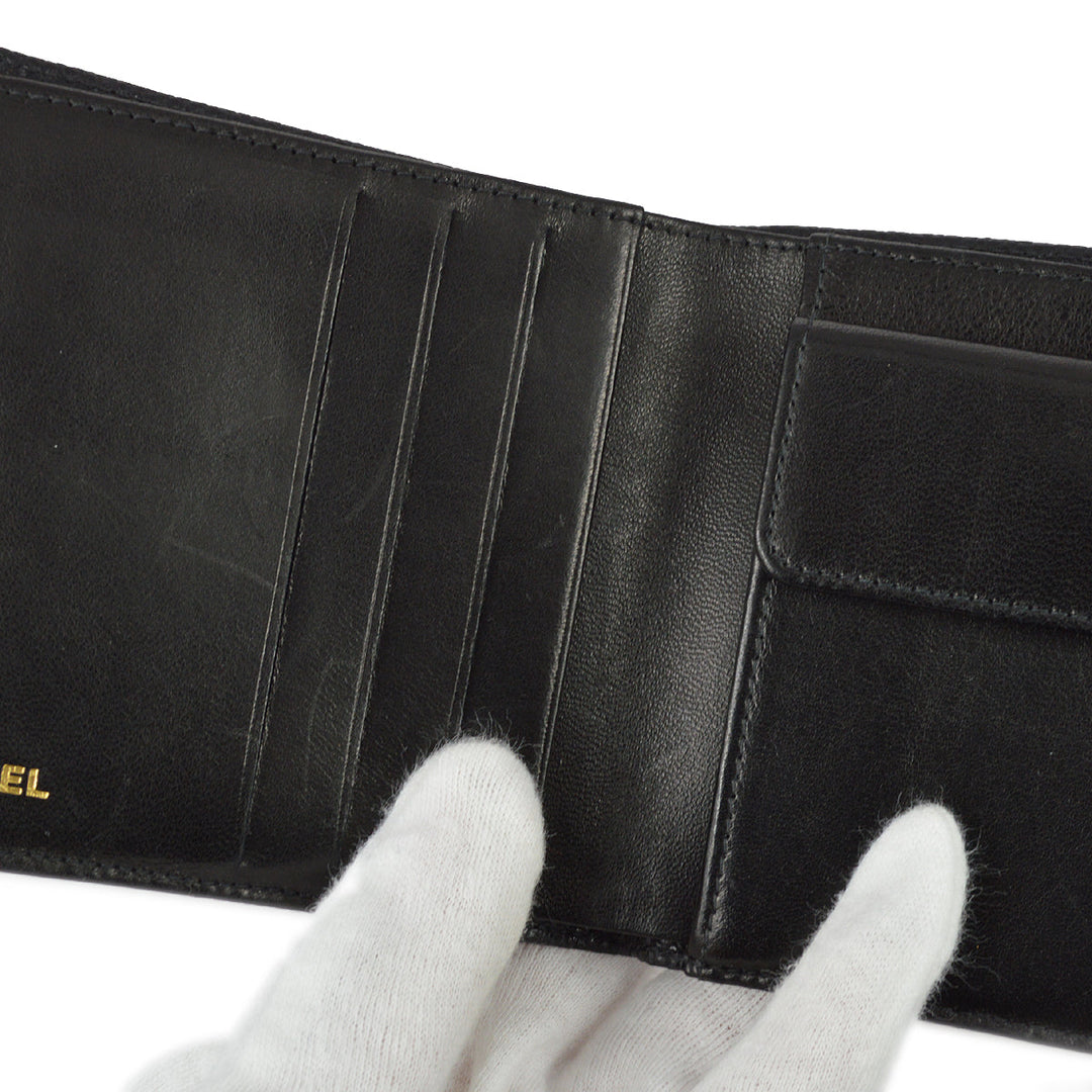 Top Quality Chanel 2000-2002 Black Caviar Bifold Wallet Purse
