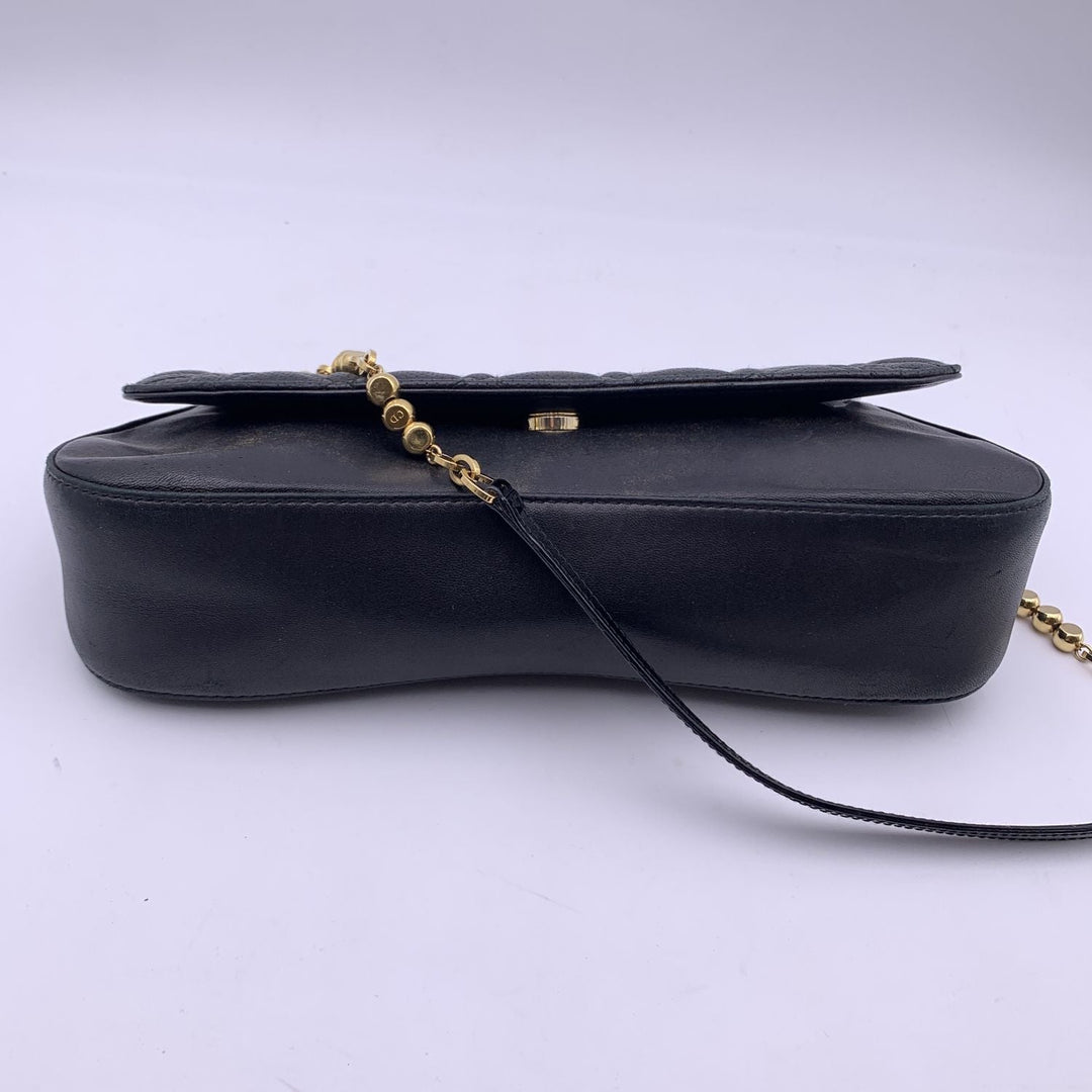 CHRISTIAN Top quality Dior Black Perforated Leather Cannage Chain Shoulder Bag