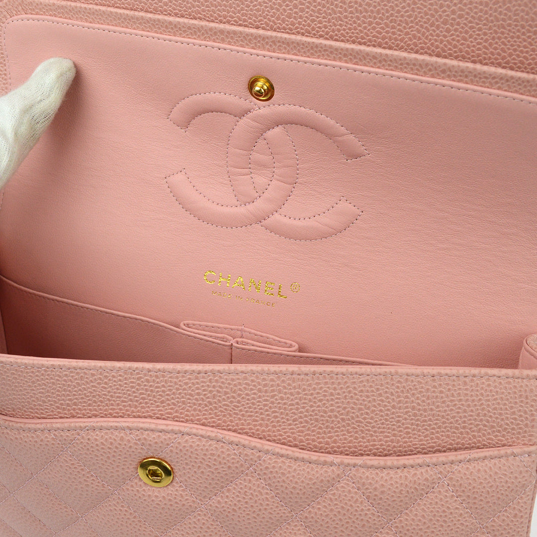 Top Quality Chanel Pink Caviar Medium Classic Double Flap Shoulder Bag