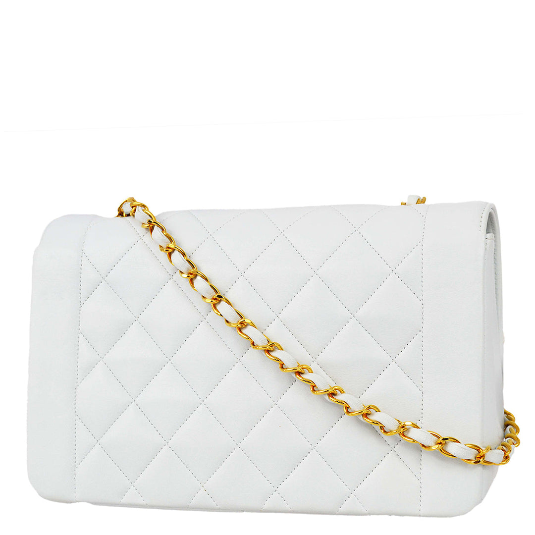 Top Quality Chanel White Lambskin Medium Diana Chain Shoulder Bag