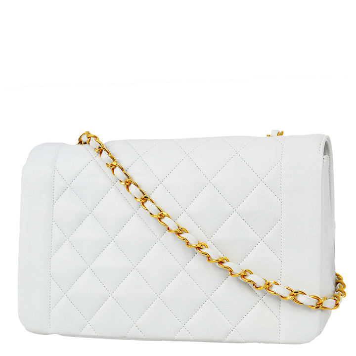 Top Quality Chanel White Lambskin Medium Diana Chain Shoulder Bag