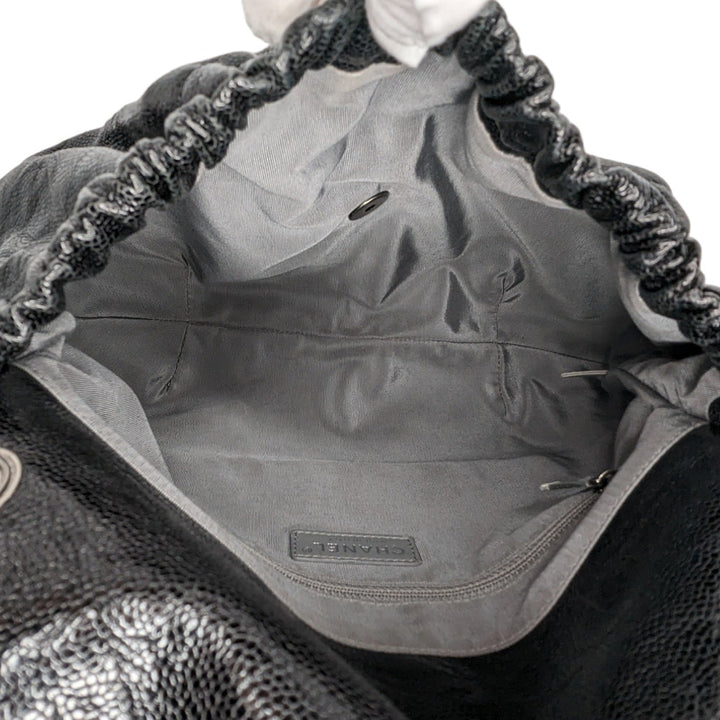 Top Quality Chanel Elastic CC Flap Bag Glazed Caviar Hobo Shoulder Bag
