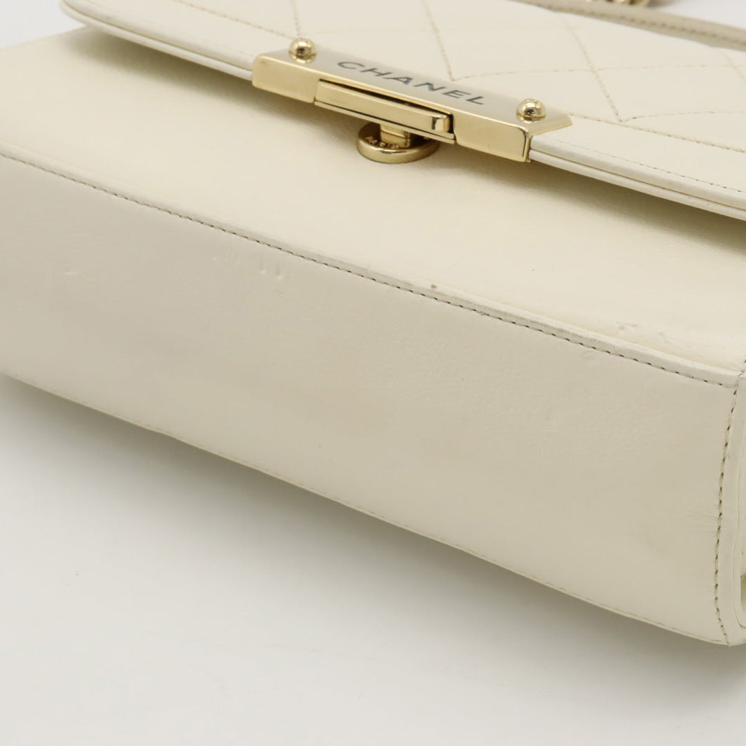 Top Quality Chanel Mattress Top Handle Handbag 2WAY Chain Shoulder Bag Leather Ivory White Gold  Black / Blue / Blue