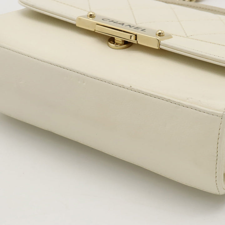 Top Quality Chanel Mattress Top Handle Handbag 2WAY Chain Shoulder Bag Leather Ivory White Gold  Black / Blue / Blue