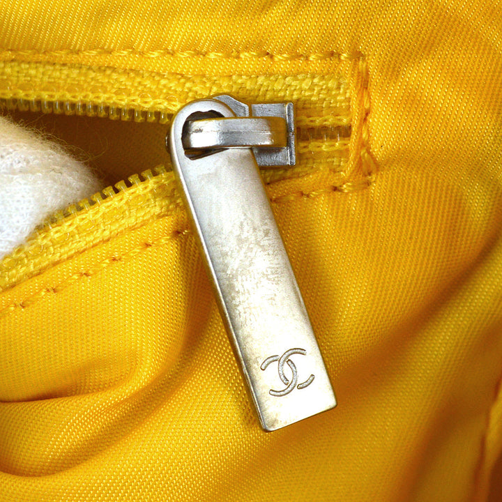 Top Quality Chanel 2001-2003 Yellow Jacquard Nylon New Travel Line Shoulder Bag