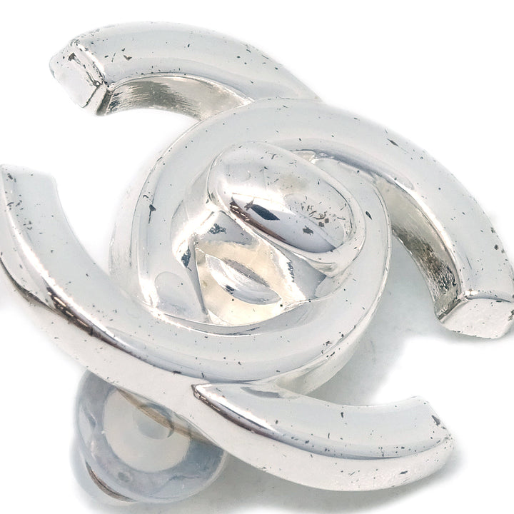 Top Quality Chanel CC Turnlock Earrings Clip-On Silver Small 97P
