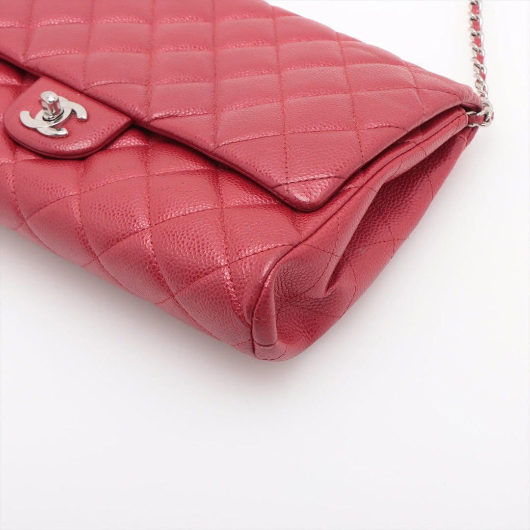 Top Quality Chanel Matrasse Caviar S Single Flap Single Chain Bag Red Silver  20th