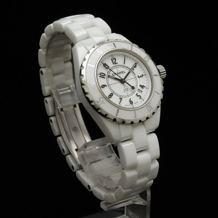 Top Quality Chanel J12 White Ceramic White 33mm Date Lady QZ Quartz Watch H0968