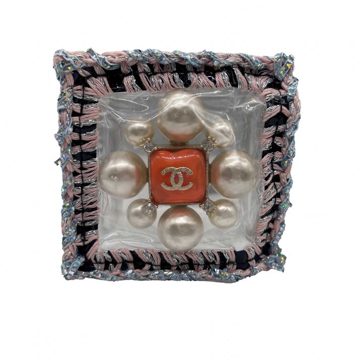 Chanel - Tweed Crochet PVC CC Supermarket Pearl Strass Orange Gripoix Clear Cuff