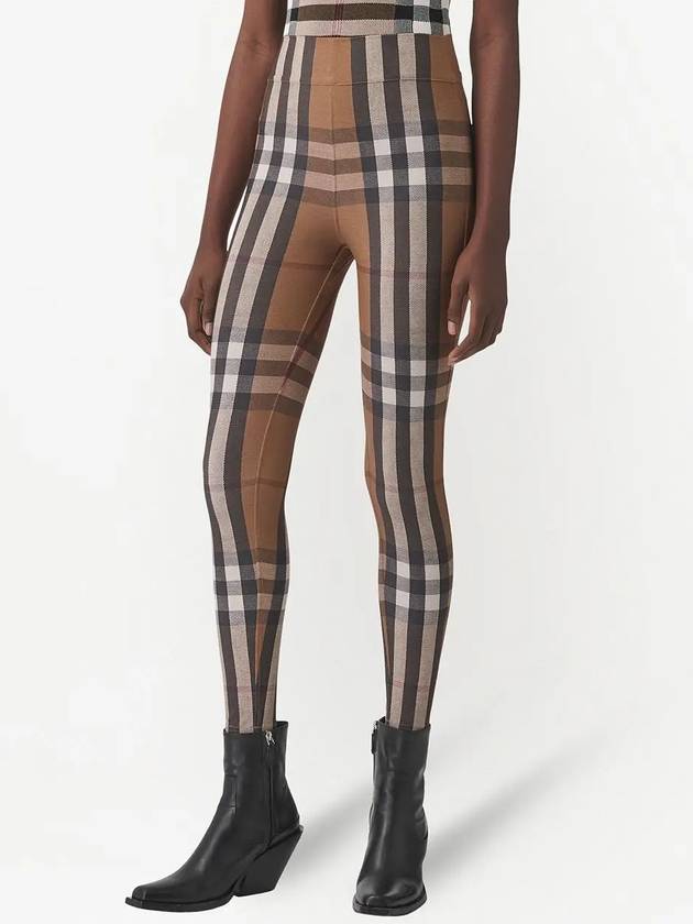 Burberry Stretch Check Pattern Leggings Brown