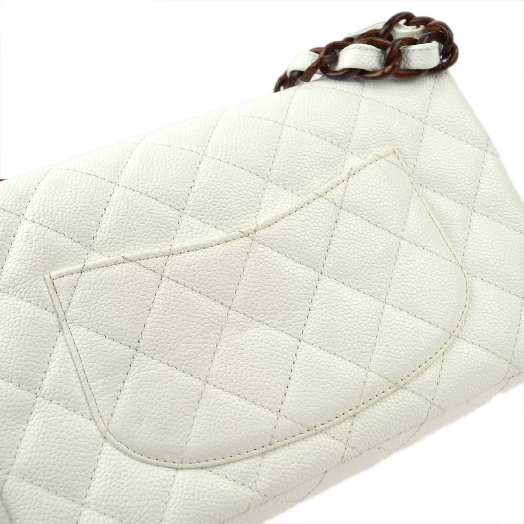 Top Quality Chanel White Caviar Medium Single Flap Shoulder Bag