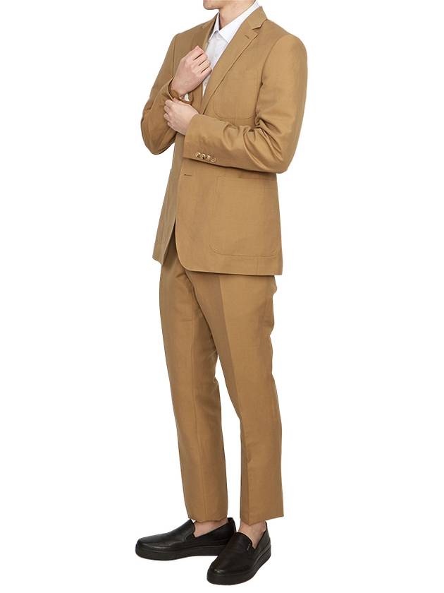 Burberry Wool Linen Tailored Straight Pants Camel