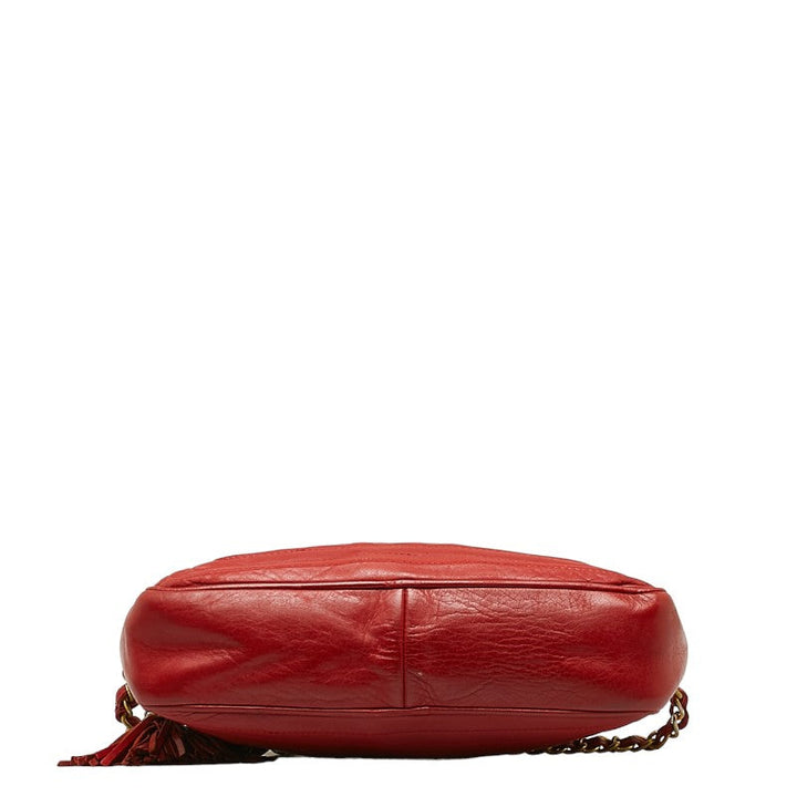 Top Quality Chanel Cocomark Tassel Chain  Shoulder Bag Red Leather  CHANEL