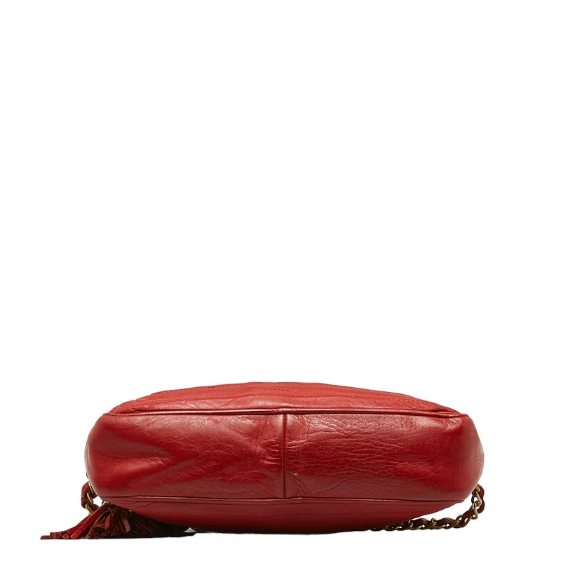 Top Quality Chanel Cocomark Tassel Chain  houlder Bag Red Leather  CHANEL