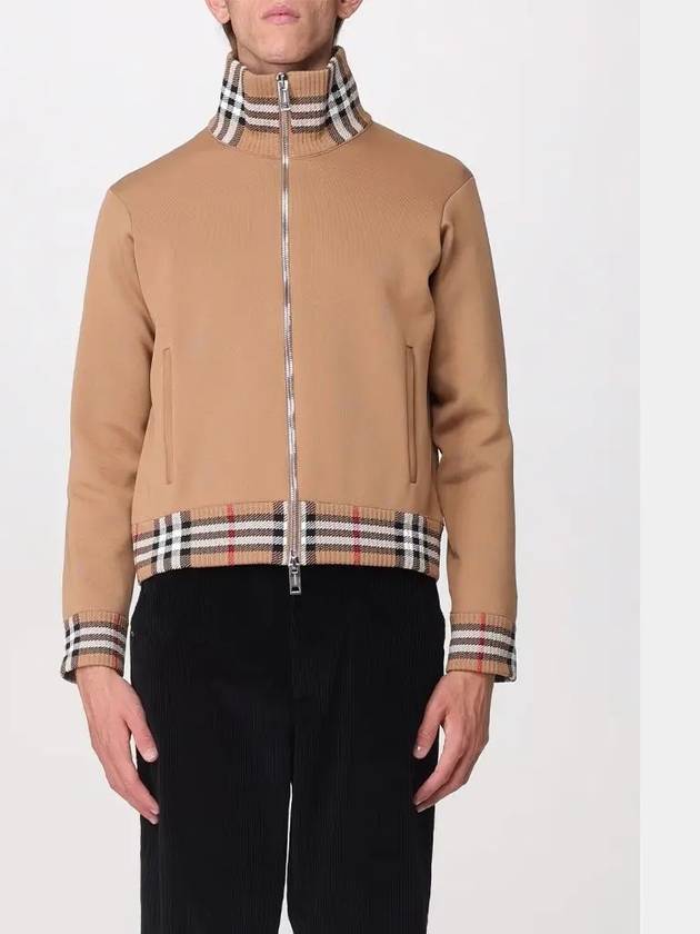 Burberry Men's Check Trim Track Jacket Camel