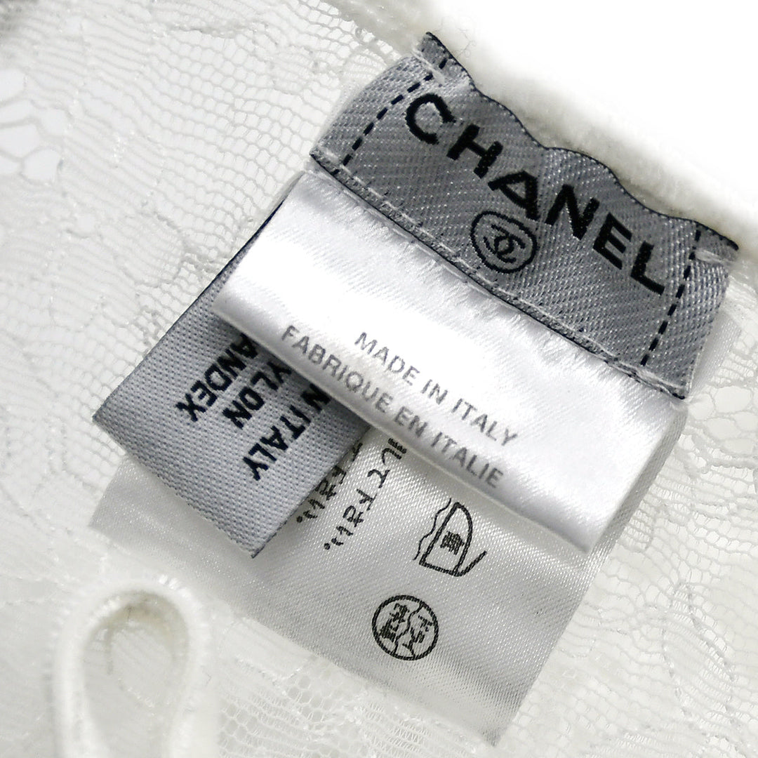 Top Quality Chanel Lace Long Sleeve Tops White 04A #38