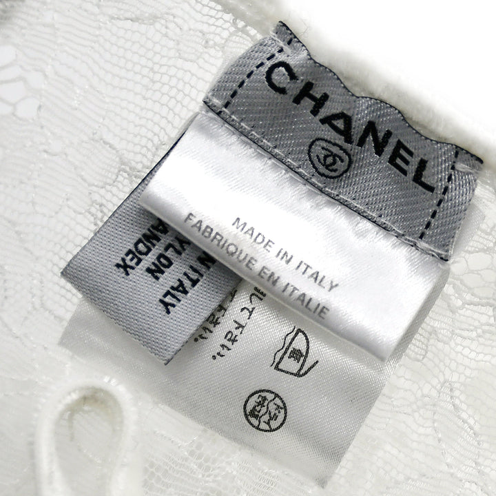 Top Quality Chanel Lace Long Sleeve Tops White 04A #38