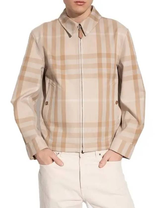 Burberry Men's Reversible Check Cotton Collar Zip-Up Jacket Beige