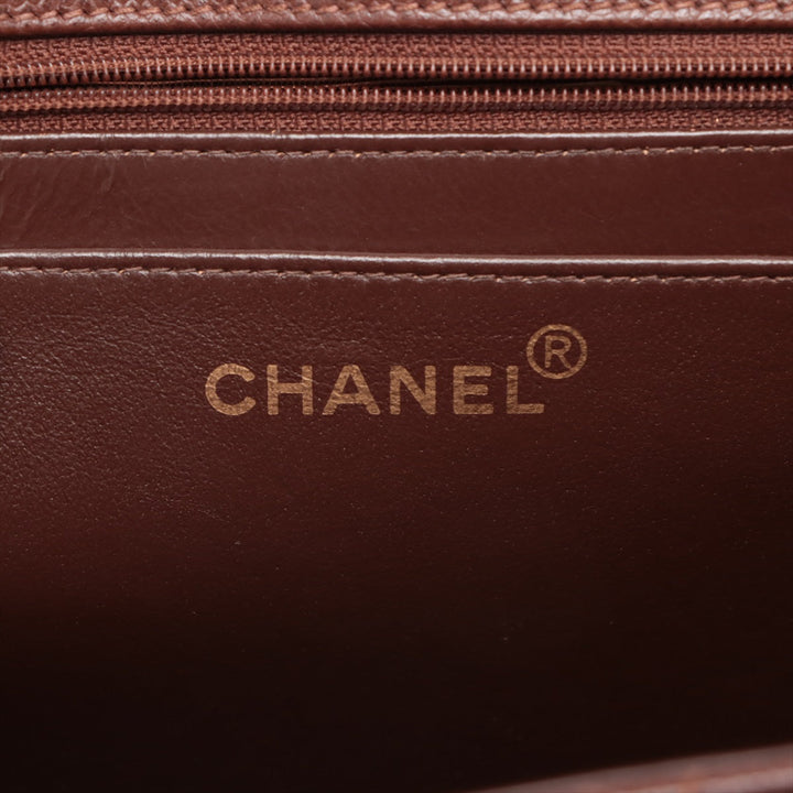Top Quality Chanel Matrasse Caviar S Single Flap Single Chain Bag Brown Gold  5th