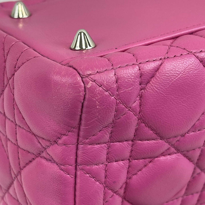 Dior Lady Dior Cannage Medium Rani Pink Top Handle Shoulder Strap