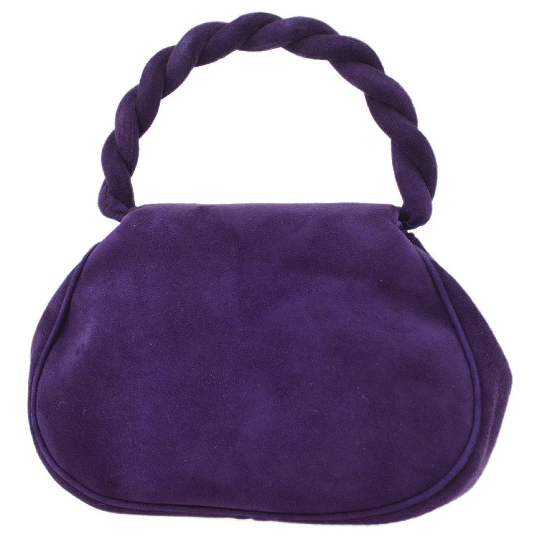 Top Quality Chanel Purple Suede Top Handle Bag