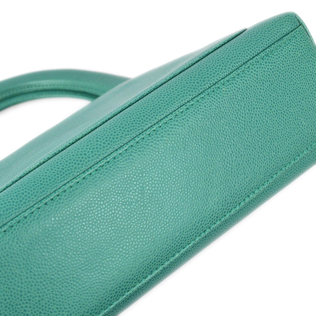 Top Quality Chanel 1997-1999 Green Caviar Small Shopping Handbag