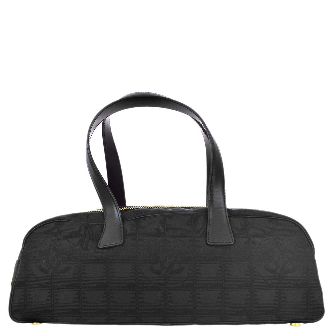Top Quality Chanel 2005-2006 Black Jacquard Nylon New Travel Line Handbag
