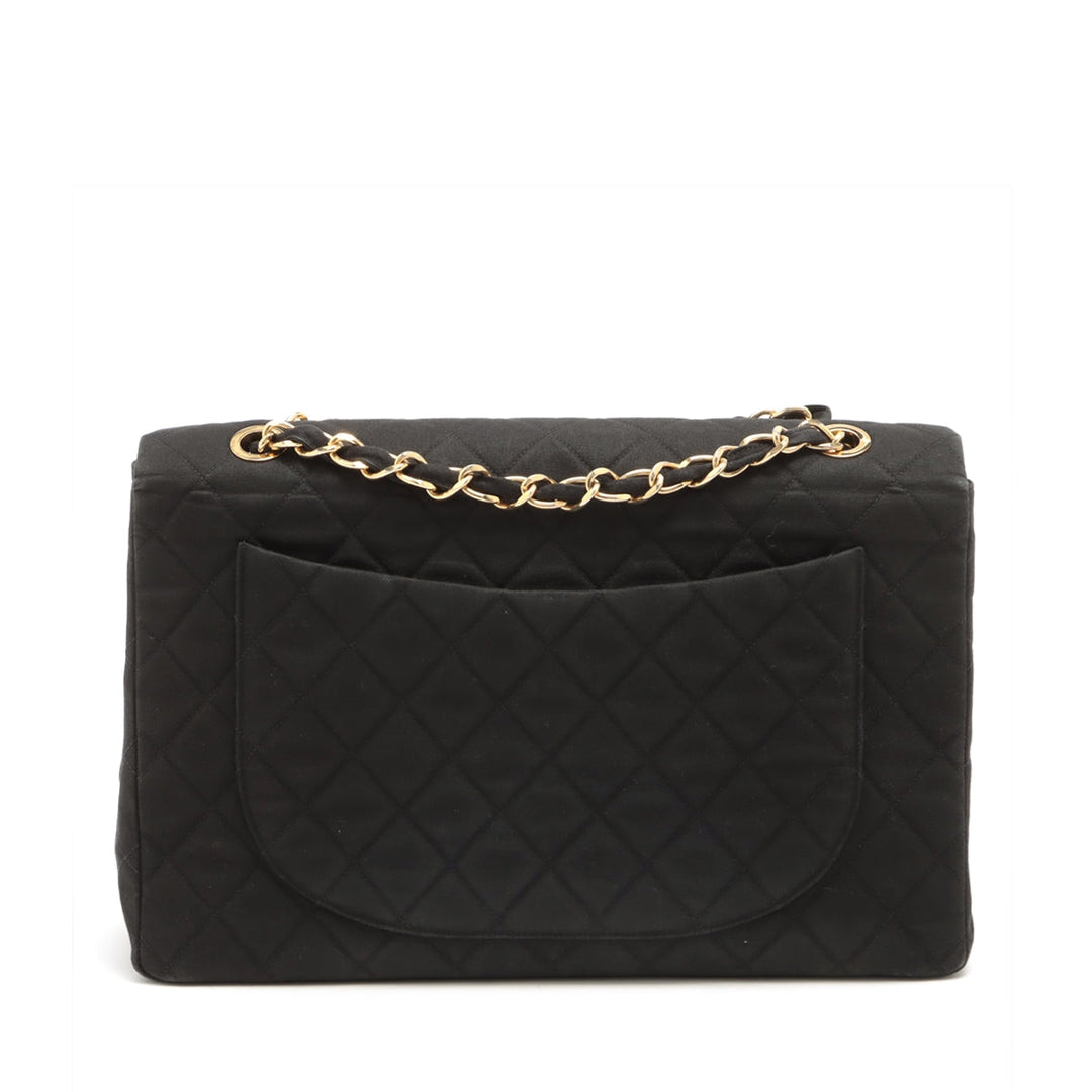 Top Quality Chanel Decamatrasse Cotton Single Flap Double Chain Bag Black Gold  2nd