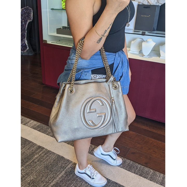 Gucci Pebbled Calfskin Medium Soho Chain Shoulder Bag