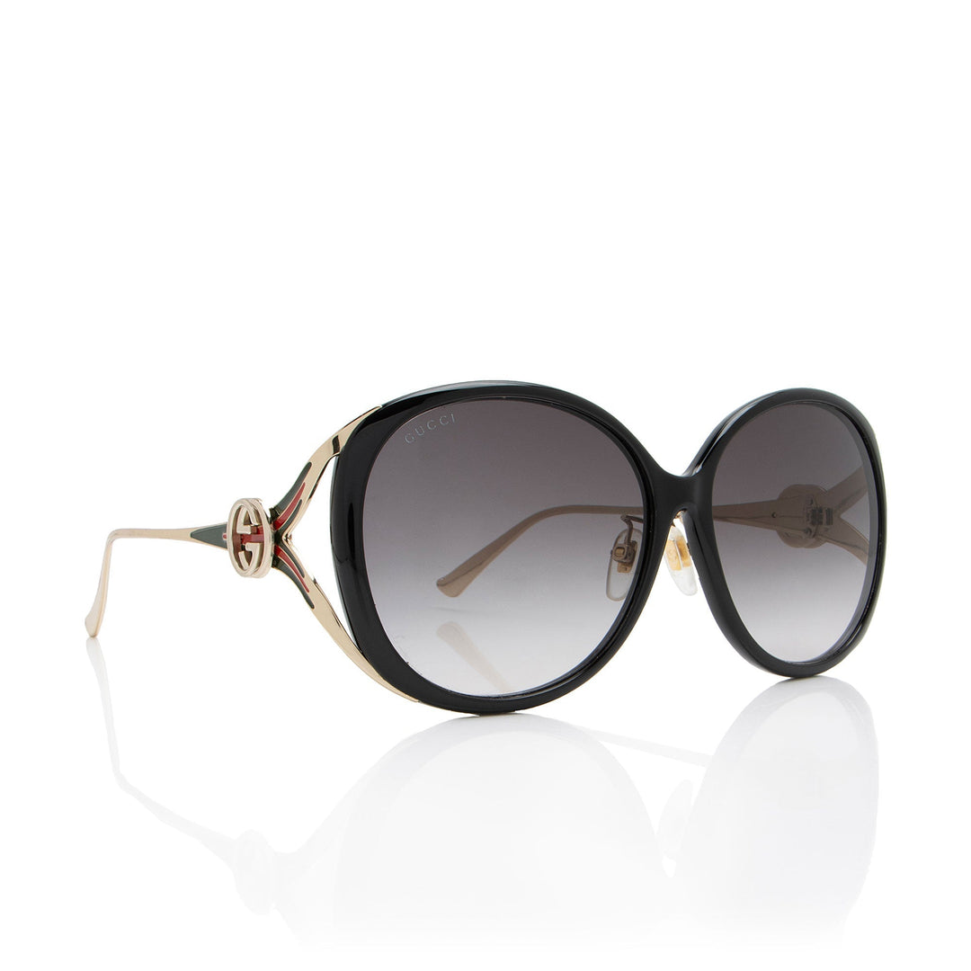 Gucci Interlocking G Web Oversized Oval Sunglasses